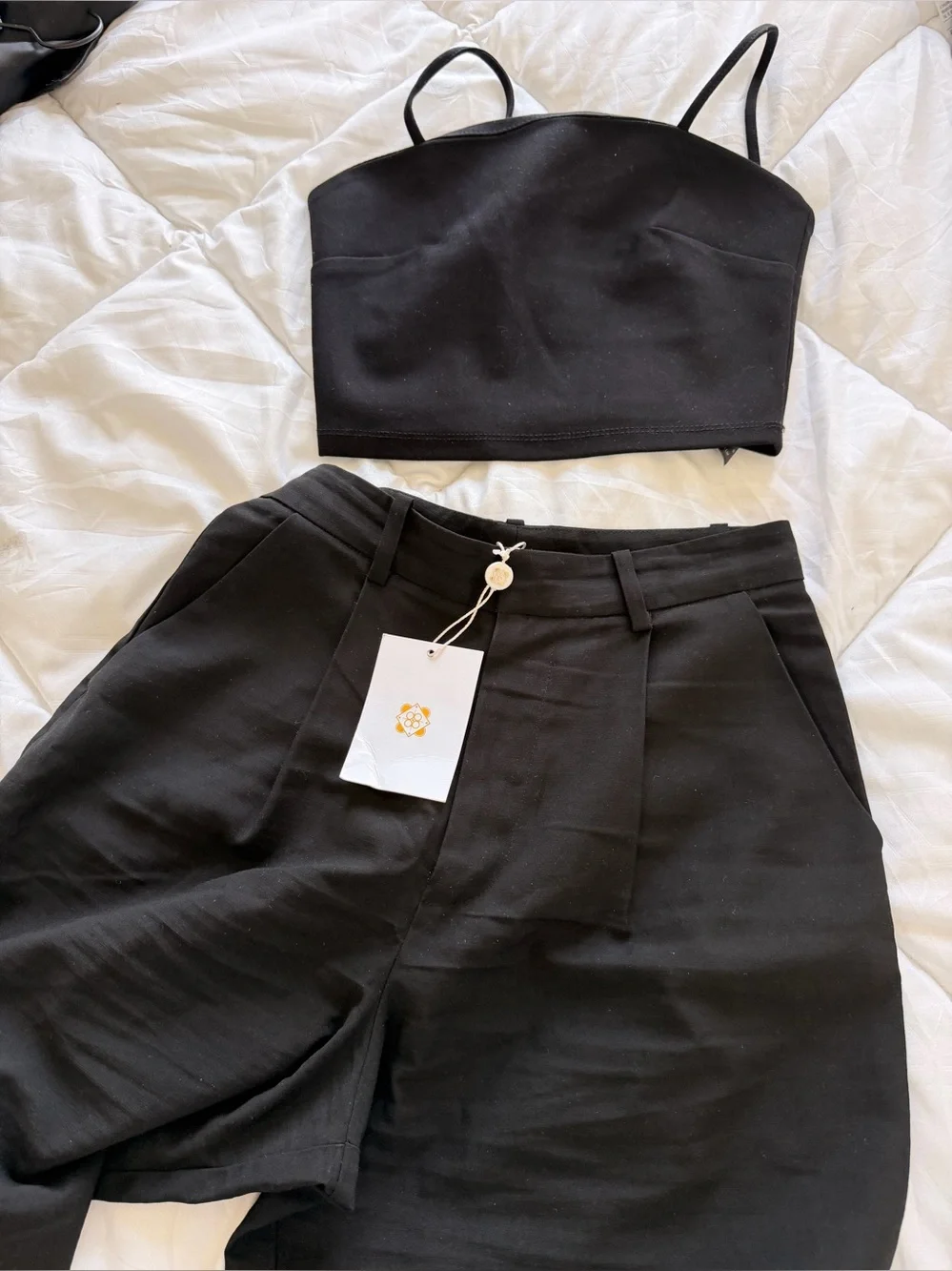 Black High-Waist Linen Blend Shorts - Classic Women's Summer Short